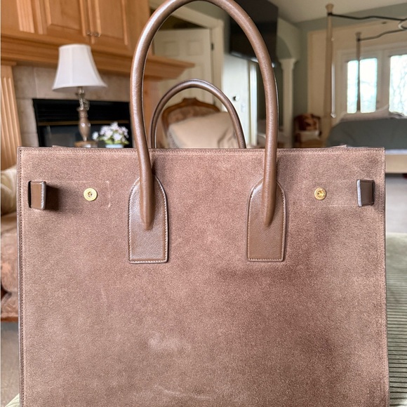 Saint Laurent Handbags - Saint Laurent Large Brown Suede Sac De Jour